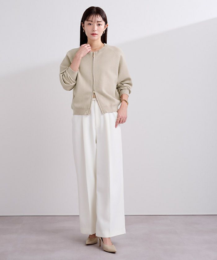 柚① スウェットライクZIPニットカーディガン | ur's（ユアーズ）