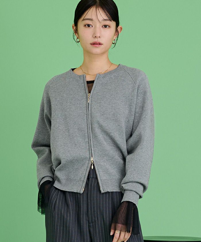 スウェットライクZIPニットカーディガン | ur's（ユアーズ）
