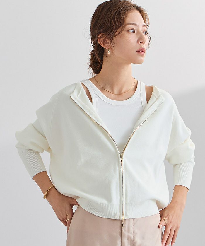 スウェットライクZIPニットカーディガン | ur's（ユアーズ）