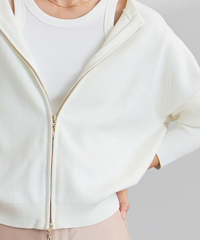 スウェットライクZIPニットカーディガン | ur's（ユアーズ）