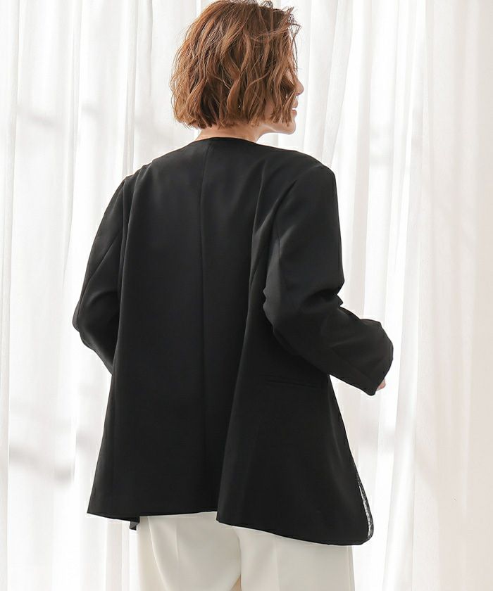 シアー ノーカラー ジャケット BEAUTY&YOUTH COEL（コエル） ジャケット ノーカラージャケット シアーノーカラー