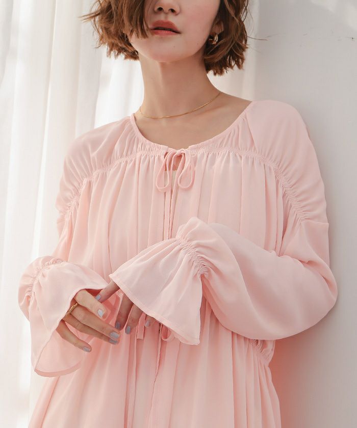 前後2wayクレープギャザーブラウス【メール便可／100】 | ur's（ユアーズ）