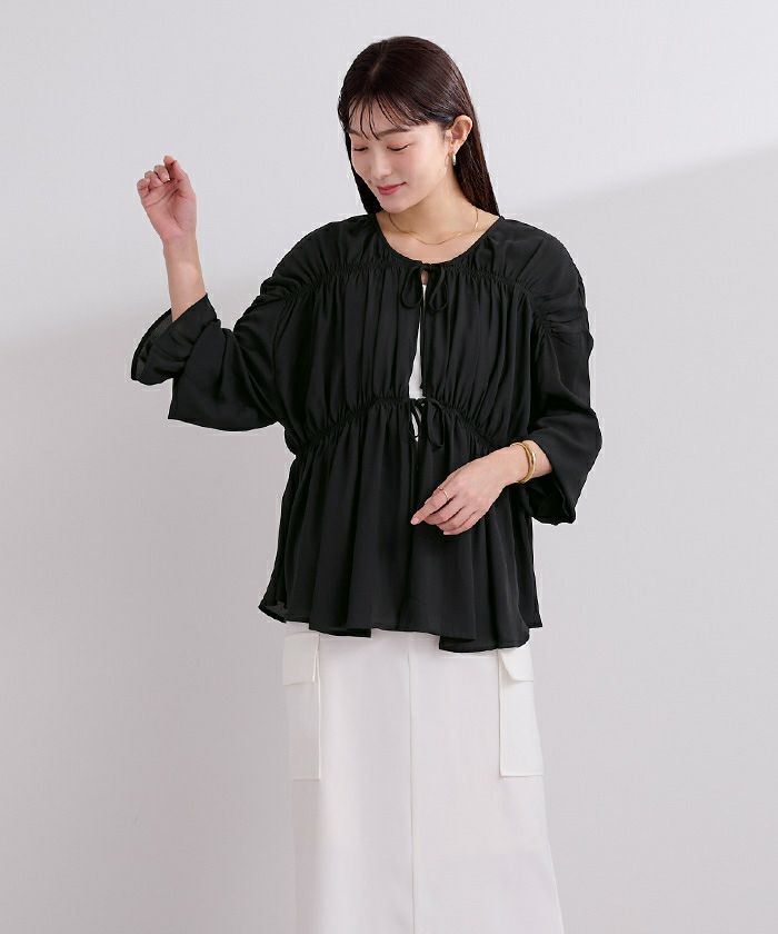 前後2wayクレープギャザーブラウス【メール便可／100】 | ur's（ユアーズ）