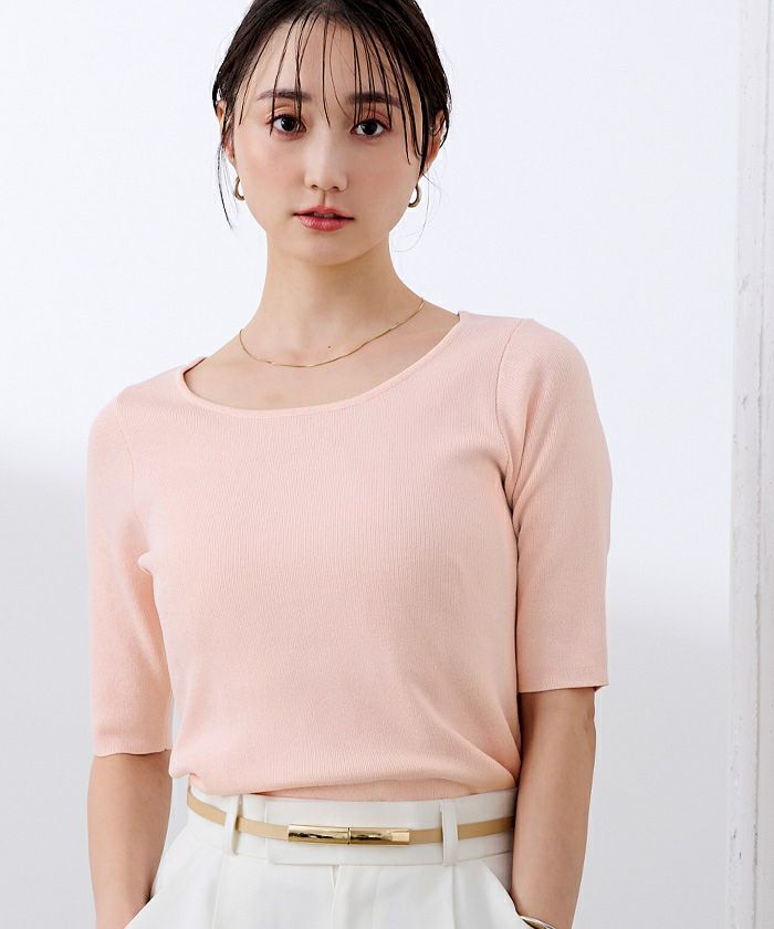 ラウンドネックハーフスリーブニット【メール便可／100】 | ur's