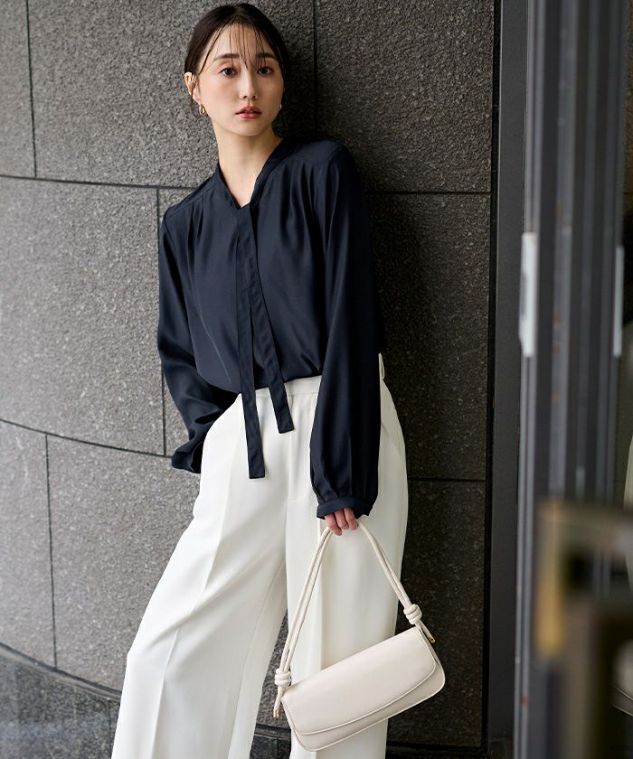 Vネックタイブラウス【メール便可／100】 | ur's（ユアーズ）