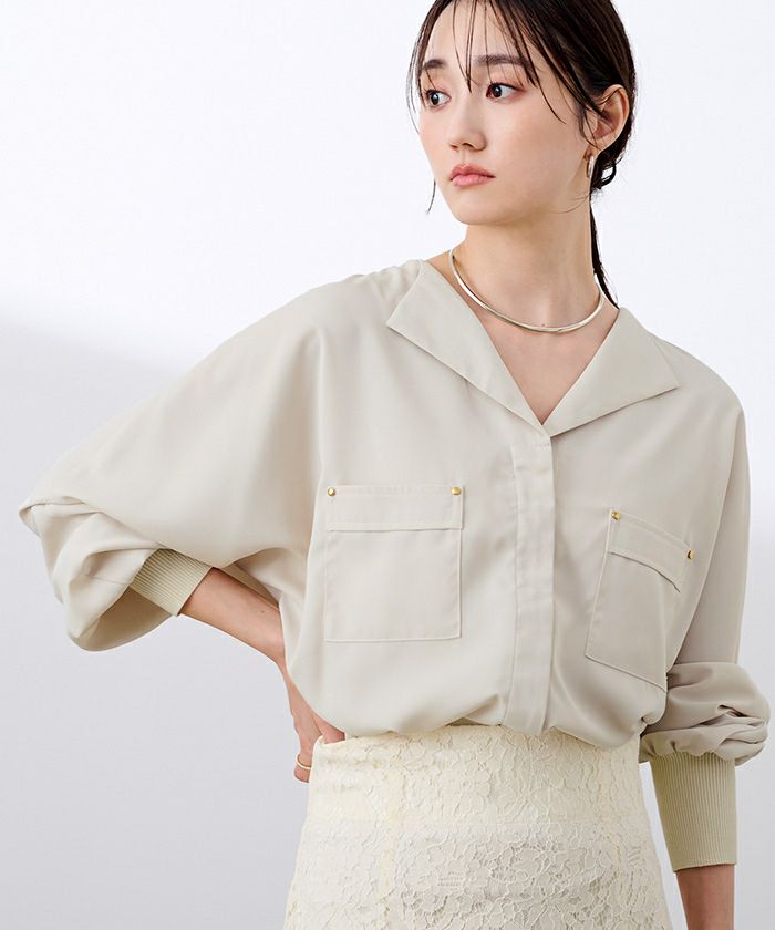 ラペルカラーブラウス【メール便可／100】 | ur's（ユアーズ）